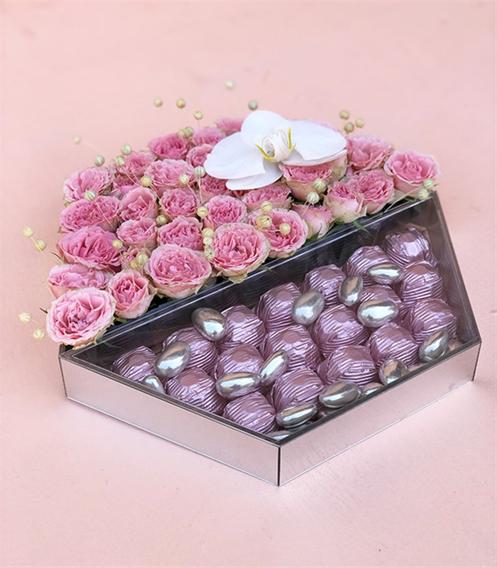 Pembe Luxe Yıldız Altıgen Ayna Çikolata Tepsisi