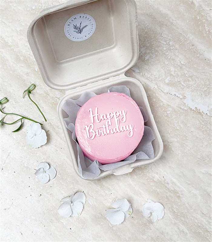 Beam Bakes Pembe Happy Birthday Mini Bento Yaş Pasta