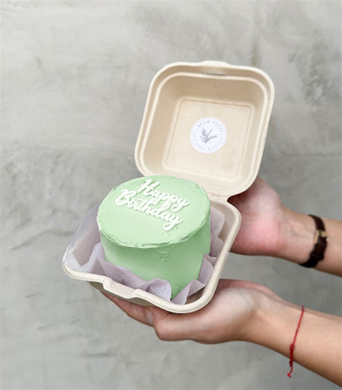 Beam Bakes Yeşil Happy Birthday Mini Bento Yaş Pasta