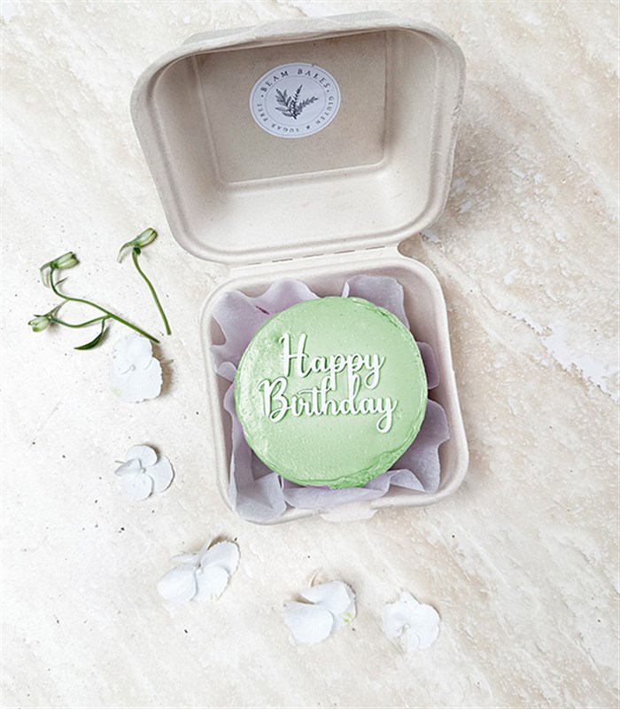 Beam Bakes Yeşil Happy Birthday Mini Bento Yaş Pasta