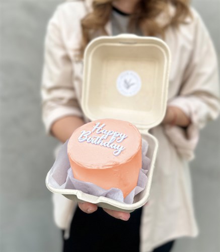 Beam Bakes Turuncu Happy Birthday Mini Bento Yaş Pasta