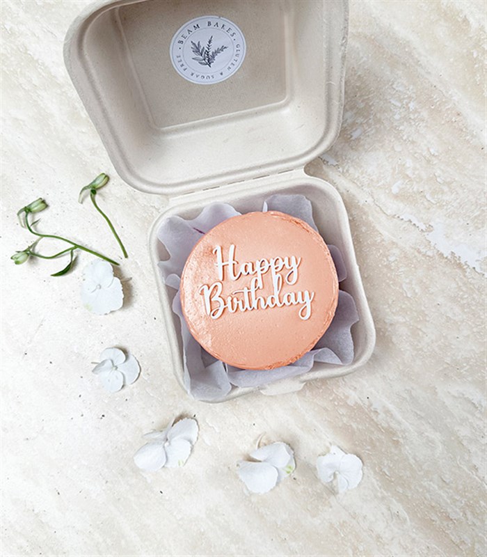 Beam Bakes Turuncu Happy Birthday Mini Bento Yaş Pasta