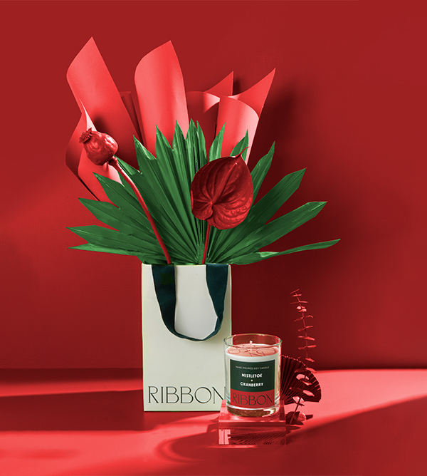 Mistletoe + Cranberries Mum Kuru Çiçek Çantalı Hediye Seti