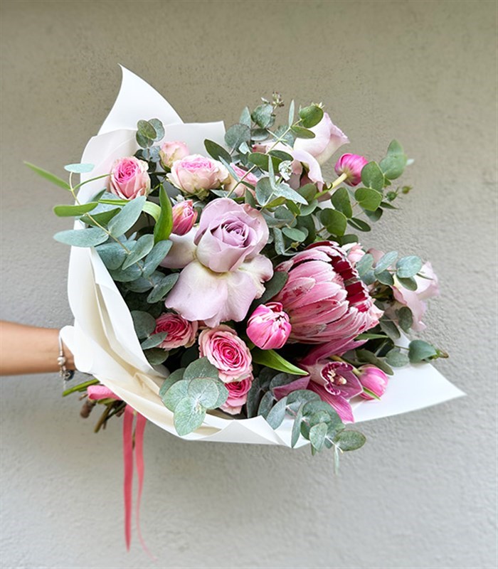 Queen Protealı Lila Pembe Buket Limited Edition