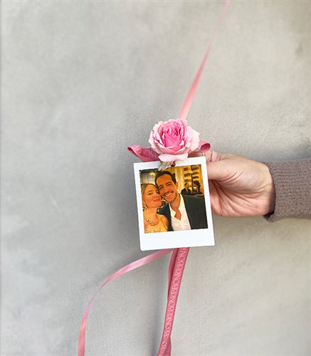 Kişiye Özel Instax Polaroid Fotoğraflı Pembe Uçan Kalp Balon 60 cm
