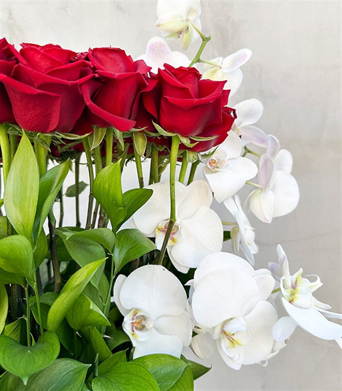 Naomi Grand Deluxe Panoramic Red Roses Valentines Day Arrangement