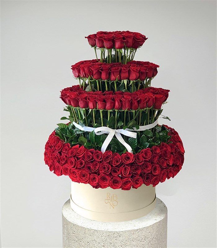 Bianco 401 Gül 4 Katlı Empire Deluxe Kutu Aranjman