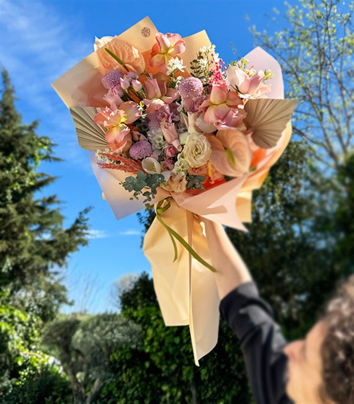 Venüs Deluxe Somon Pembe Güller Buketi