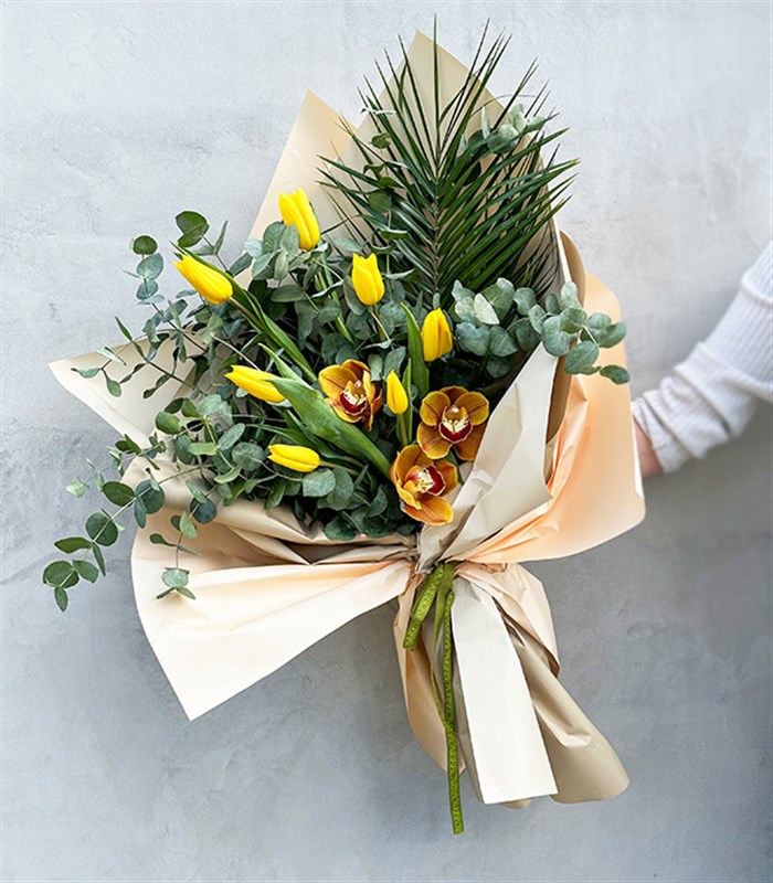 Alexia Okaliptüs Sarı Lale Buketi
