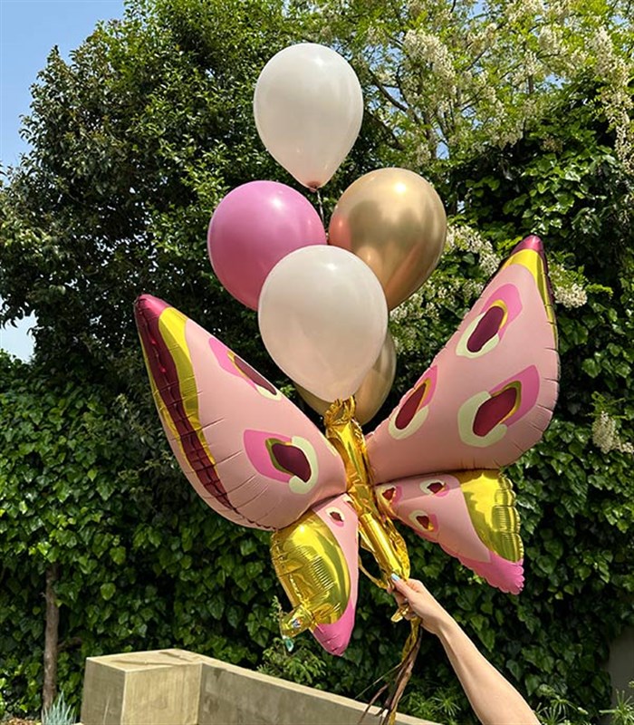 Kelebek 5 Uçan Balon Seti Pembe