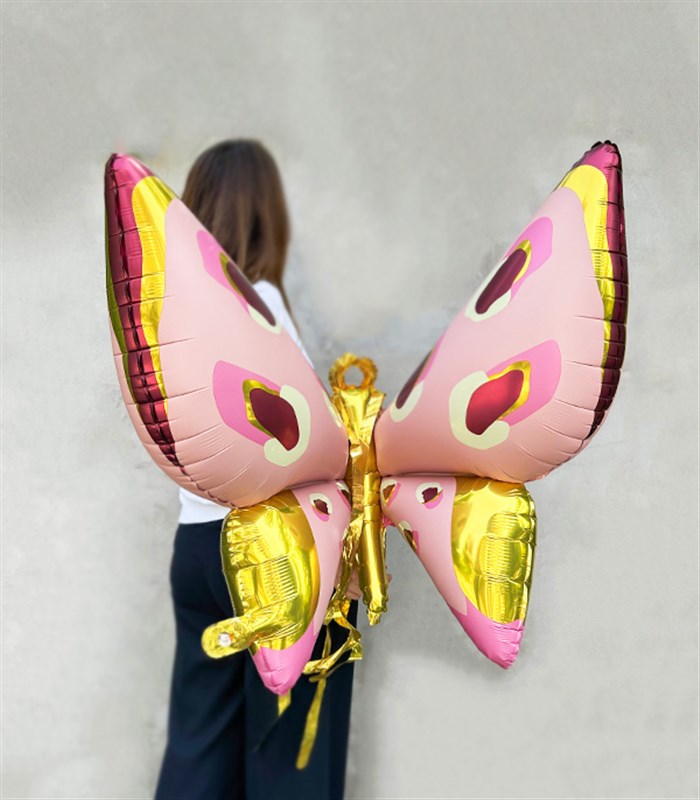 Kelebek 5 Uçan Balon Seti Pembe