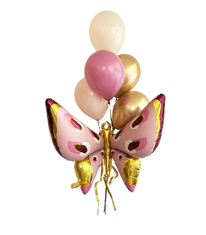Kelebek 5 Uçan Balon Seti Pembe