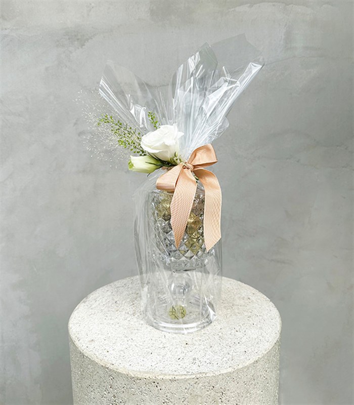 Kristal Kadeh Vazoda 16Lı Yıldız Gold Silver Çikolata Badem Şekeri