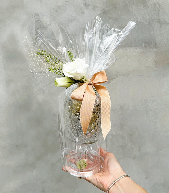 Kristal Kadeh Vazoda 16Lı Yıldız Gold Silver Çikolata Badem Şekeri