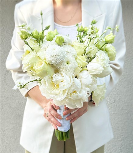 Kimberly White Peony Rose Anastasia Bridal Bouquet