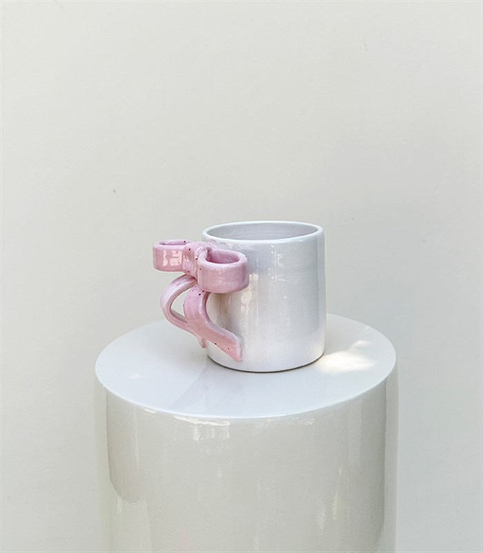 Ribbon Bow Pembe El İşi Seramik Mug Mini Aranjman