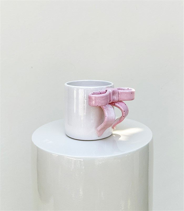 Ribbon Bow Pembe El İşi Seramik Mug Mini Aranjman
