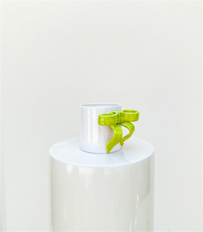Ribbon Bow Yeşil El İşi Seramik Mug Mini Aranjman