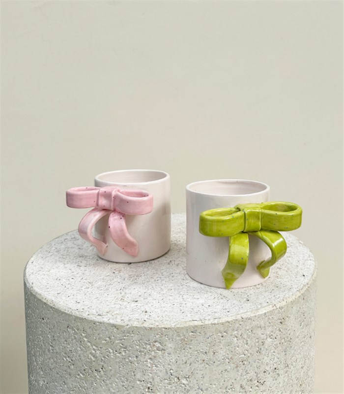 Ribbon Bow Deluxe El İşi Seramik Mug Çiçek Hediye Kutusu