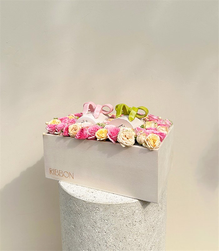 Ribbon Bow Deluxe El İşi Seramik Mug Çiçek Hediye Kutusu