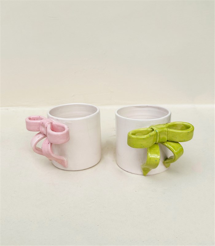 Ribbon Bow Deluxe El İşi Seramik Mug Çiçek Hediye Kutusu