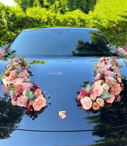 Bridal Car Decoration Pink Salmon Flowers