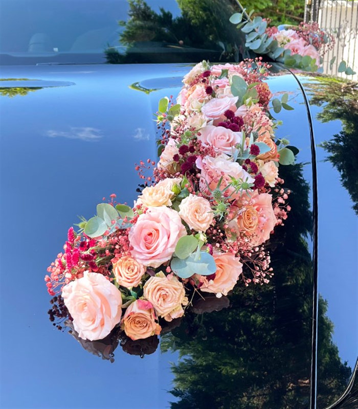 Gelin Arabası Süsleme Pembe Somon Çiçekler