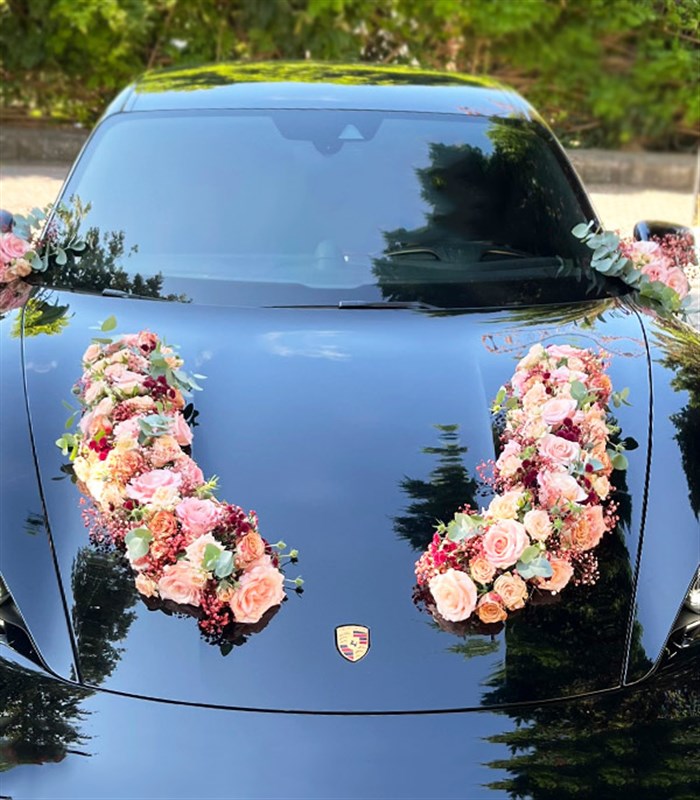 Gelin Arabası Süsleme Pembe Somon Çiçekler