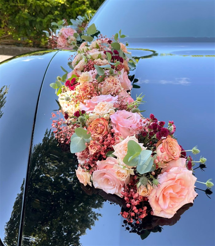 Gelin Arabası Süsleme Pembe Somon Çiçekler