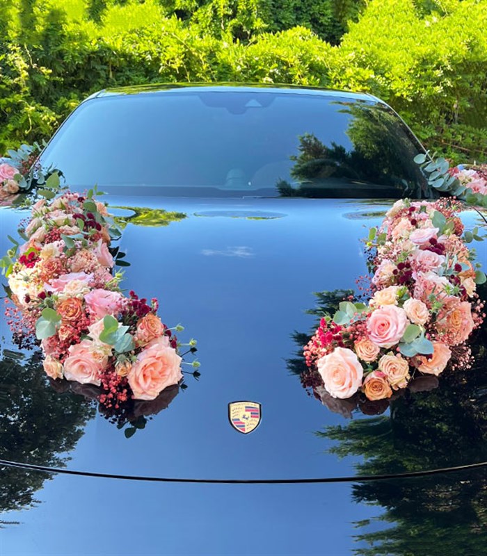 Gelin Arabası Süsleme Pembe Somon Çiçekler