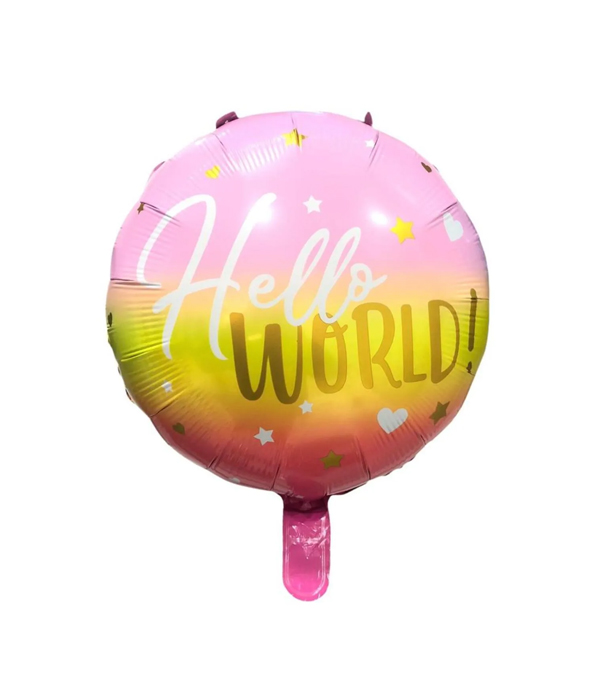 Hello World Kız Bebek Tebrik Pembe Uçan Balon 45 cm