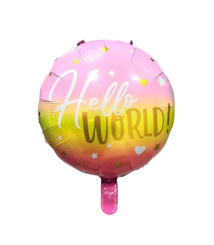 Hello World Kız Bebek Tebrik Pembe Uçan Balon 45 cm
