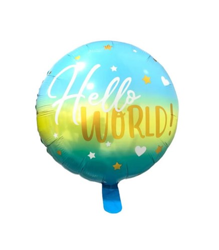 Hello World Baby Boy Congratulations Blue Flying Balloon 45 cm