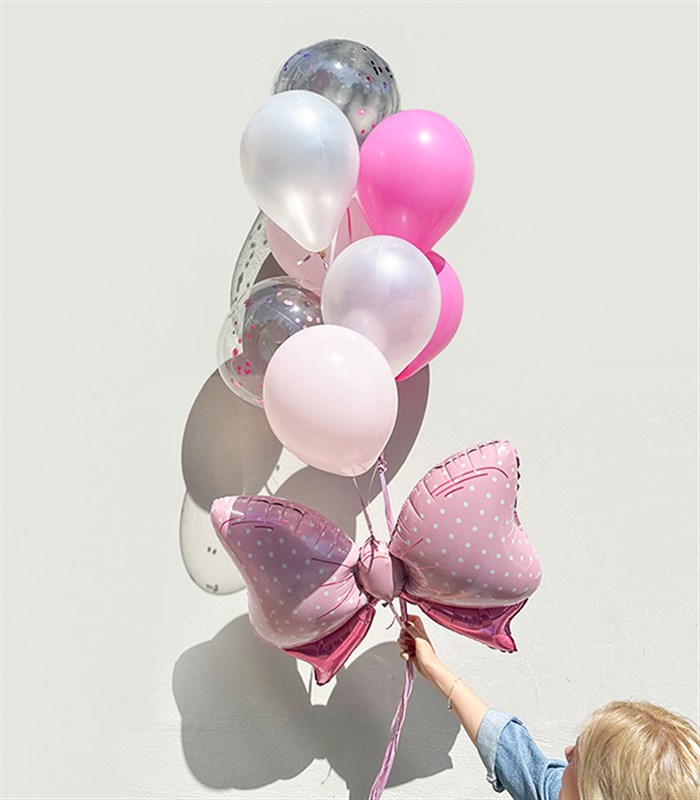 Kurdele Pembe Konfetili 10Lu Uçan Balon Seti