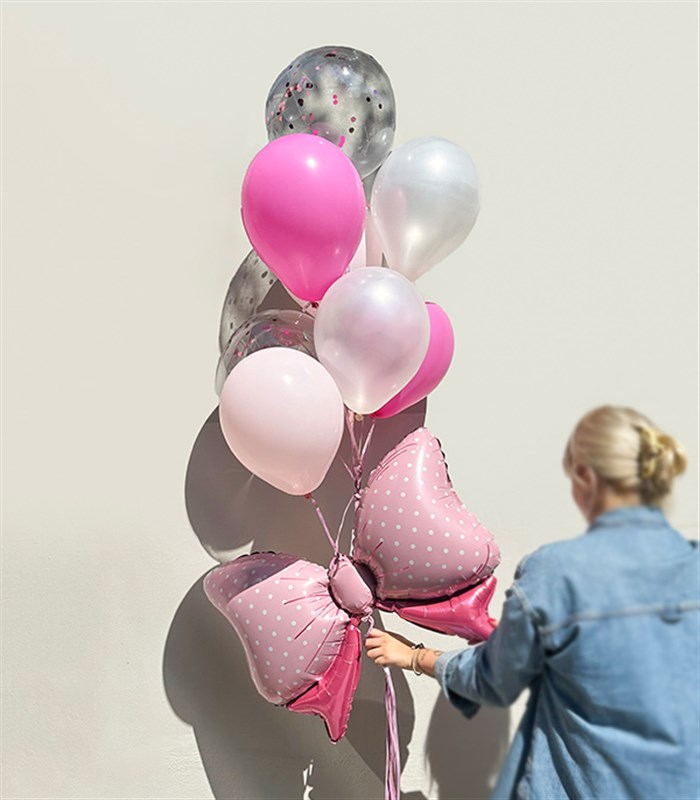 Kurdele Pembe Konfetili 10Lu Uçan Balon Seti