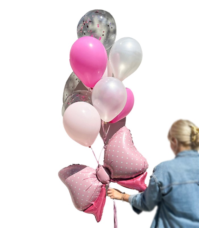 Kurdele Pembe Konfetili 10Lu Uçan Balon Seti