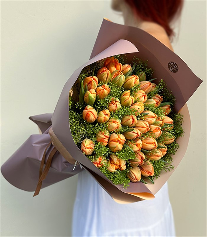 Orange Spirit Grand Deluxe 41 Turuncu Lale Buketi