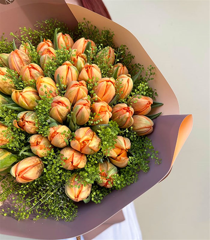 Orange Spirit Grand Deluxe 41 Turuncu Lale Buketi