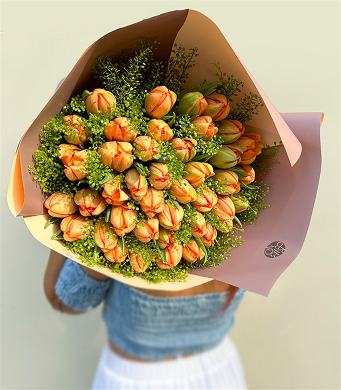 Orange Spirit Grand Deluxe 41 Turuncu Lale Buketi