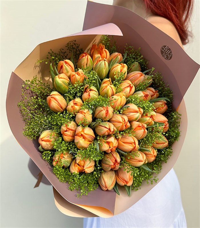 Orange Spirit Grand Deluxe 41 Turuncu Lale Buketi