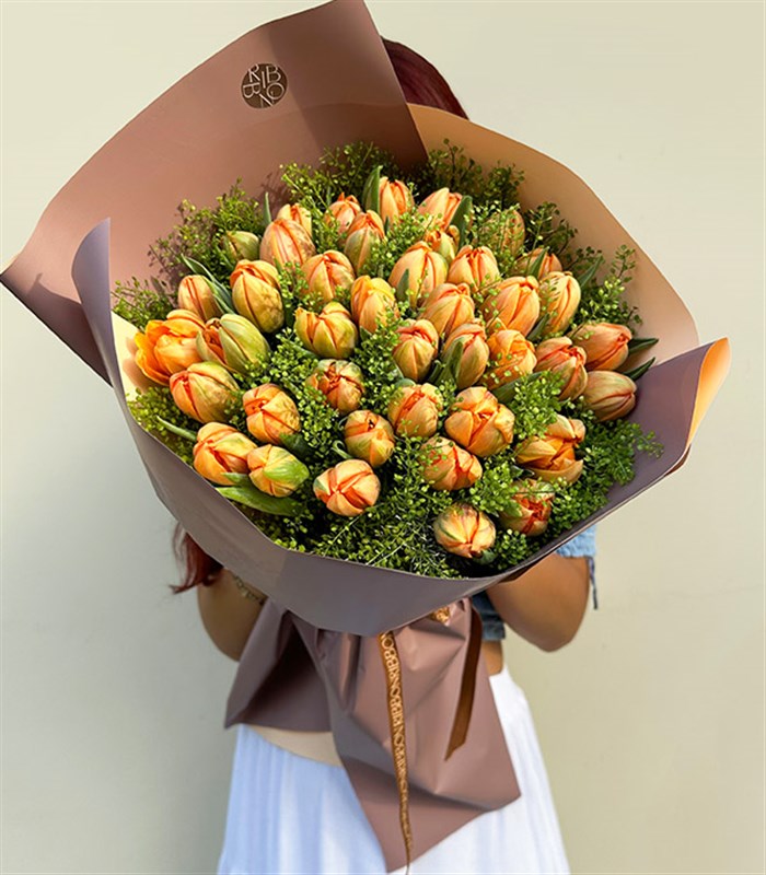 Orange Spirit Grand Deluxe 41 Turuncu Lale Buketi