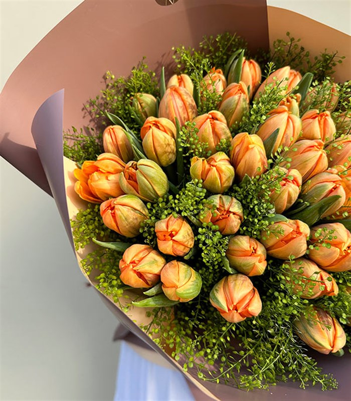 Orange Spirit Grand Deluxe 41 Turuncu Lale Buketi