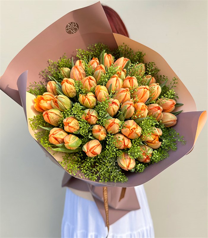 Orange Spirit Grand Deluxe 41 Turuncu Lale Buketi