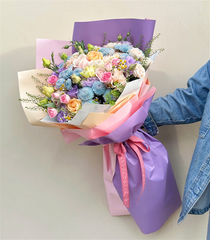 Rhapsody Deluxe Pastel Çiçekler Buketi