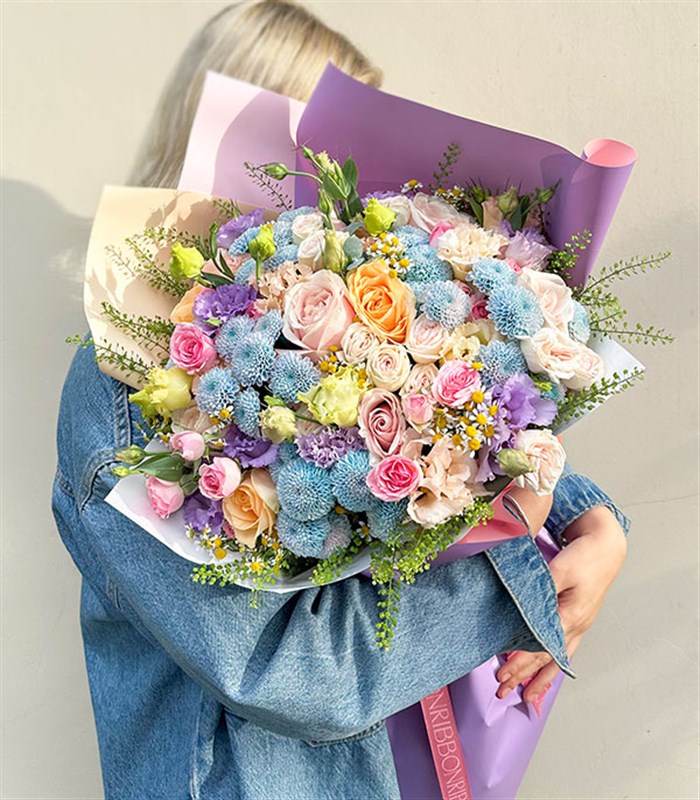 Rhapsody Deluxe Pastel Çiçekler Buketi