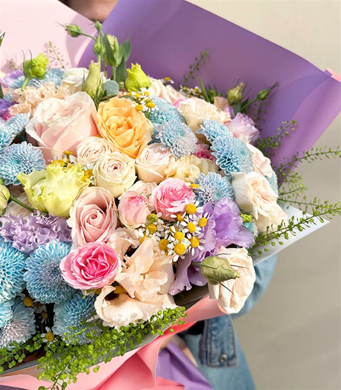 Rhapsody Deluxe Pastel Çiçekler Buketi