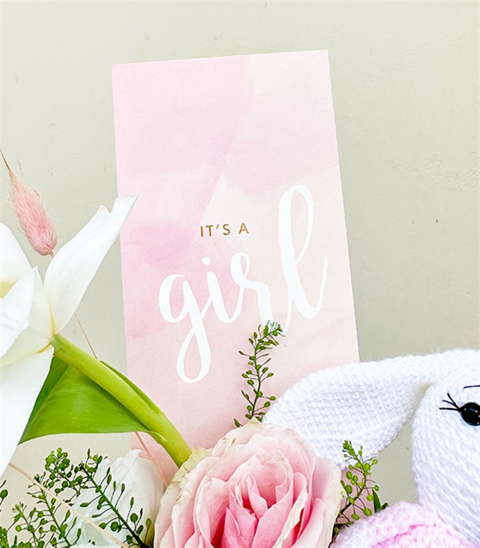 İsme Özel Its a Girl Yenidoğan Bebek Tebrik Mini Aranjman