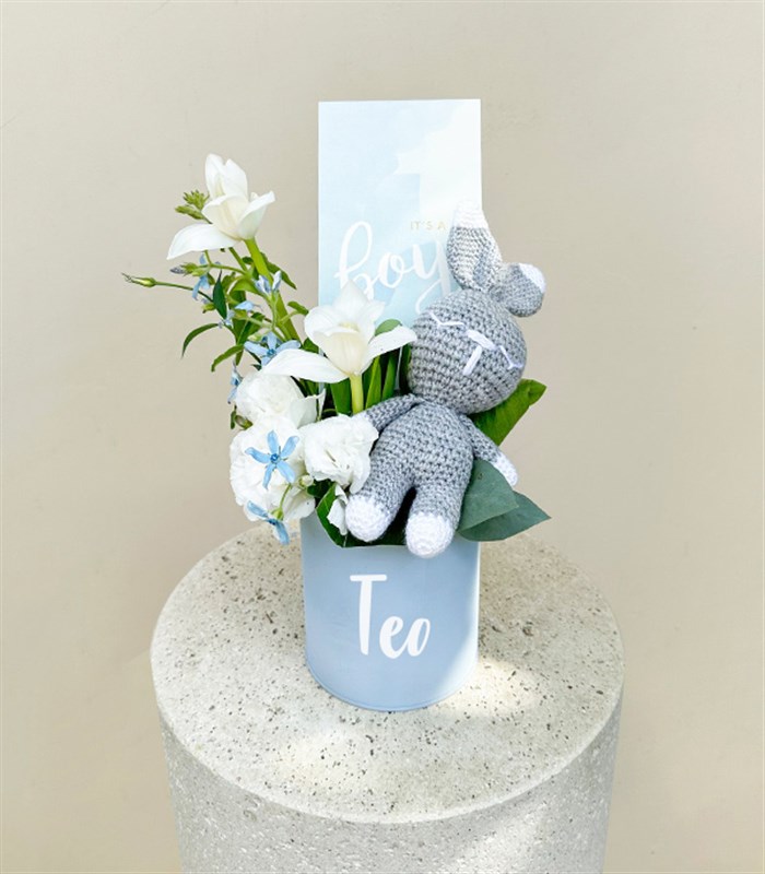 İsme Özel Its a Boy Yenidoğan Bebek Tebrik Mini Aranjman