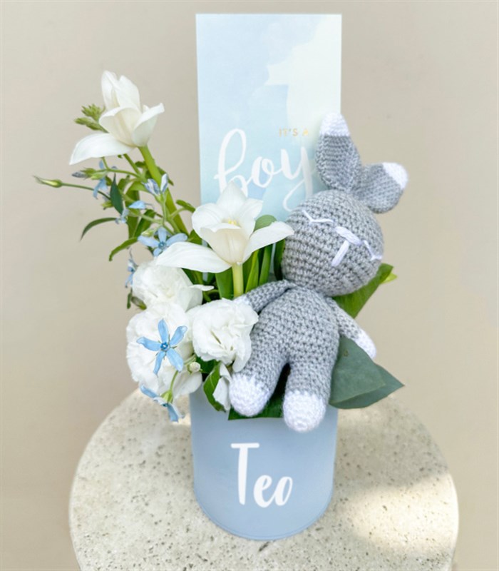 İsme Özel Its a Boy Yenidoğan Bebek Tebrik Mini Aranjman