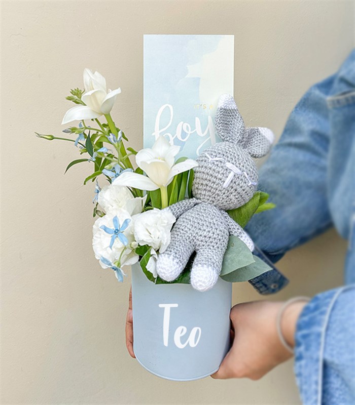 İsme Özel Its a Boy Yenidoğan Bebek Tebrik Mini Aranjman